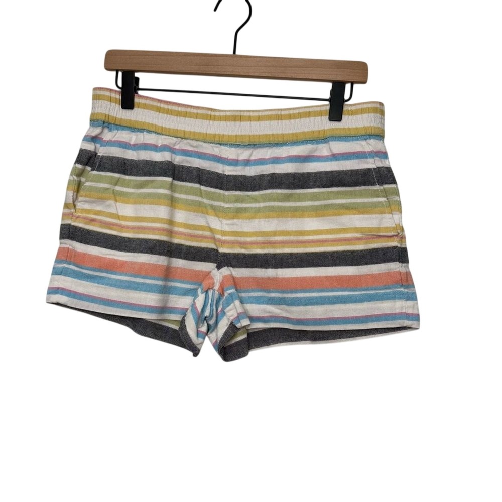 J.Crew Womens Multi Color Striped Cotton Elastic Waist Shorts Size 8